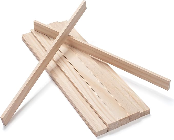 Wood Strips Trim Slats for Crafts, Square Wooden Dowels Wooden Sticks for Crafts