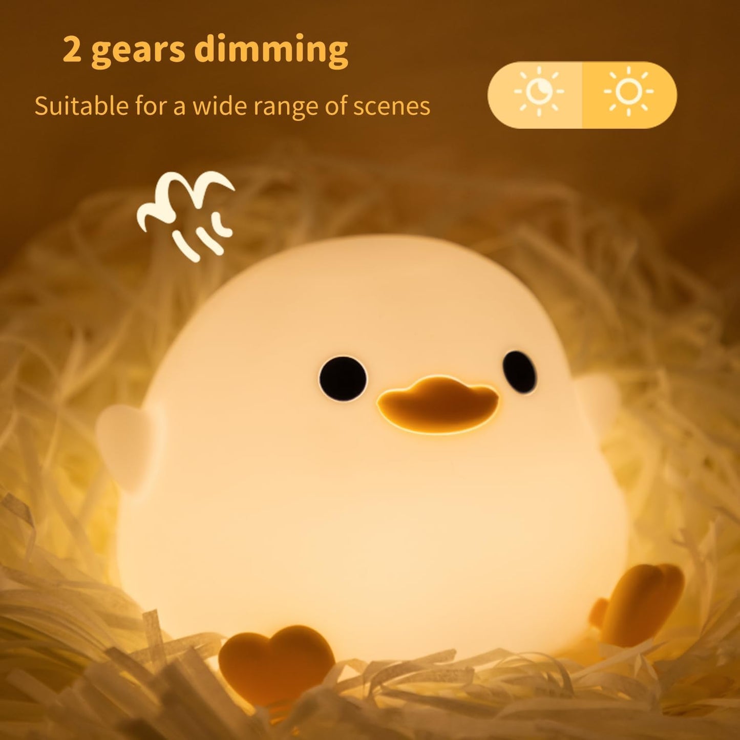 Cute Dodo Duck Night Light, LED Squishy Night Lamp, 2 Gears Dimmable Nursery Nightlight for Kids, Rechargeable Touch Lamp, Dorm Decor, Kids Funny Gifts (Dodo Duck)