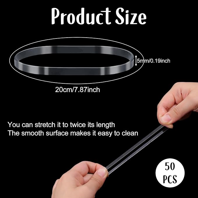 50 Pcs Clear Large Rubber Bands, Transparent High Elastic Rubber Bands