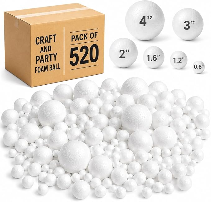 Evershine 520 Pack Craft Foam Ball Assorted