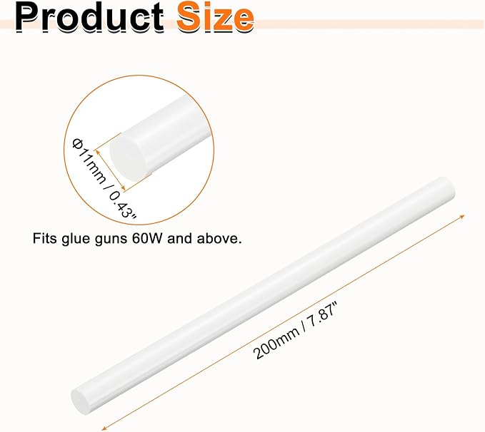 HARFINGTON 10pcs Hot Glue Sticks 0.43" Dia x 7.87" Long EVA Mini Hot Melt
