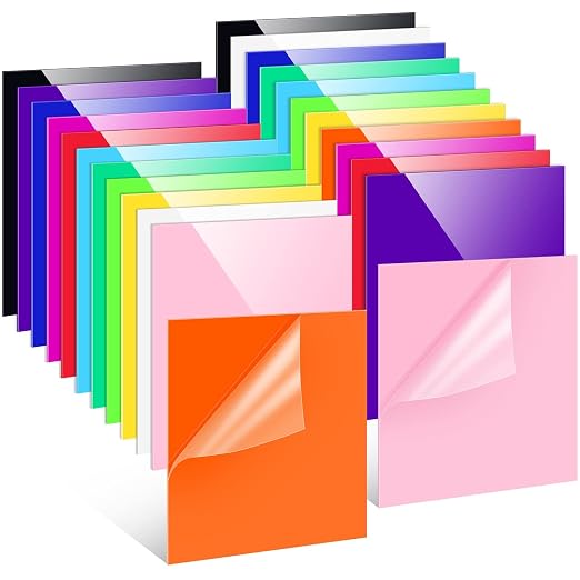 Remerry 24 Pcs 12 x 12 Inch Colored Acrylic Sheets, 12 Colors Opaque Panels