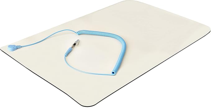 StarTech.com Anti Static Mat, ESD Mat for Electronics Repair, Anti Static Table/Desk Mat w/Detachable Grounding Wire, ANSI/ESD S 4.1, Flexible Thermoplastic Work Pad, 11x18in, TAA