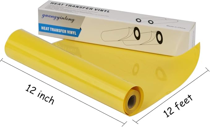 guangyintong Heat Transfer Vinyl Yellow HTV Rolls, Matte Surface PVC Material