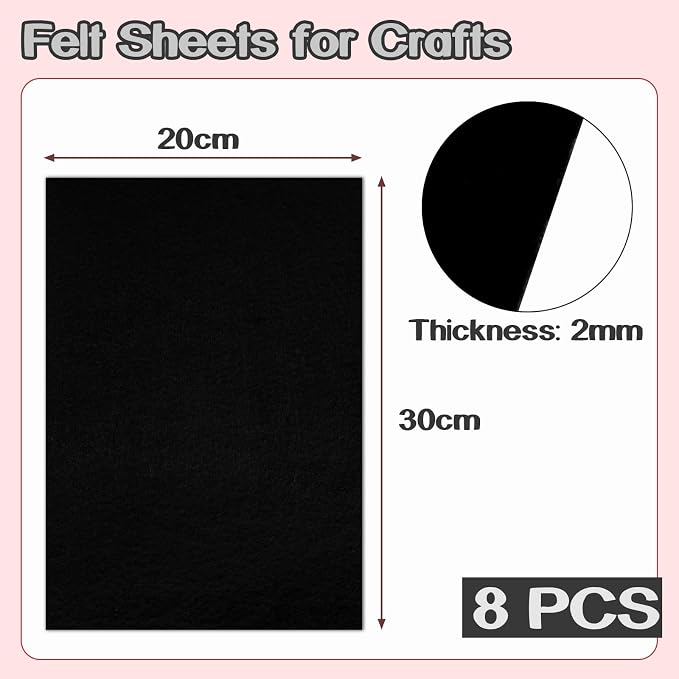 Luomorgo 8 Pcs 8 x 12 Inch Stiff Felt, 2mm Thick,