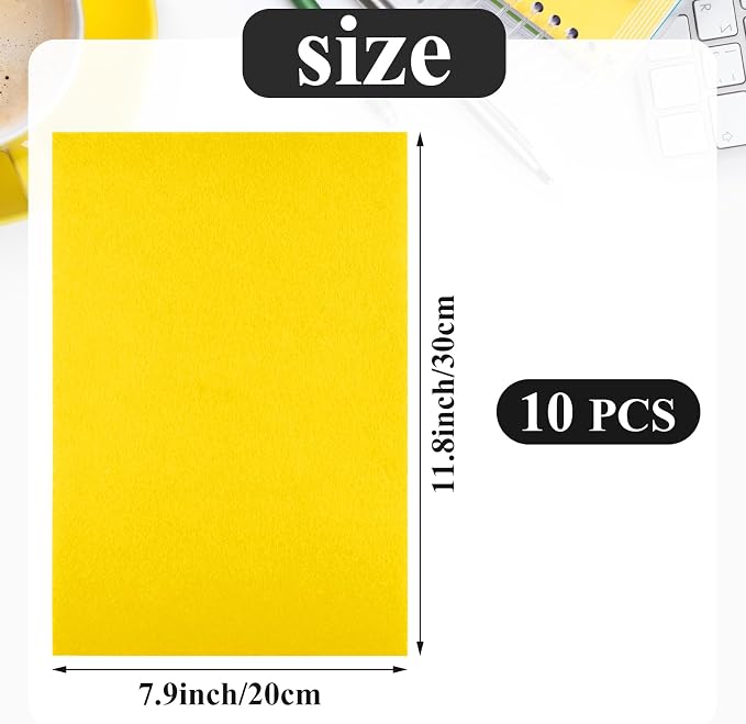 10PCS Deep Yellow Self Adhesive Felt Fabric Sheets Sticky Felt Sheets