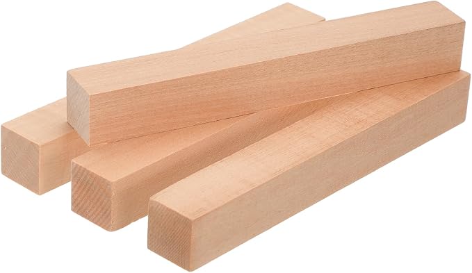 MECCANIXITY 4Pcs Basswood Carving Block, 0.8"x0.8"x6" Square Wooden Dowels