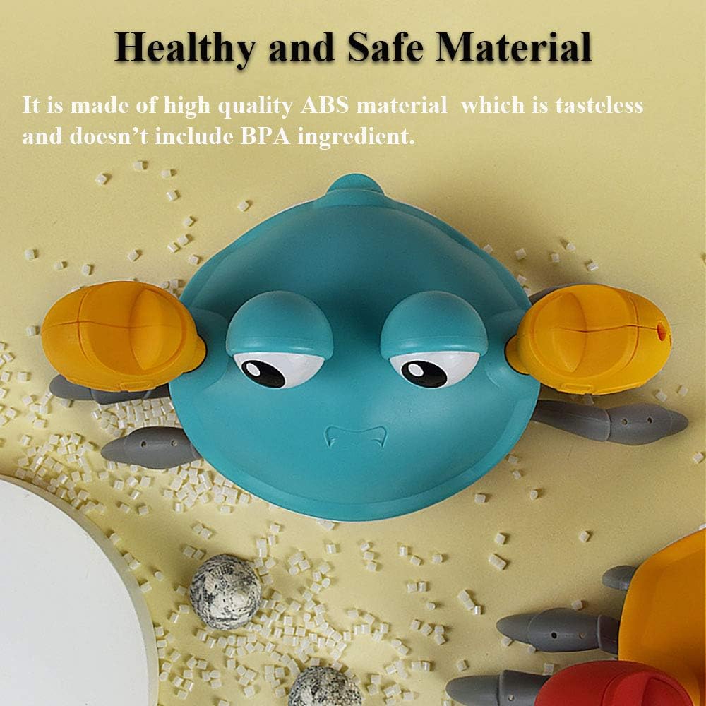 Amphibious Bath Toy for Kids, Funny Windup Crabs Swimming Floating Toy Clockwork Beach Toy Push & Pull Crab Sand Toy with Leash (Orange)