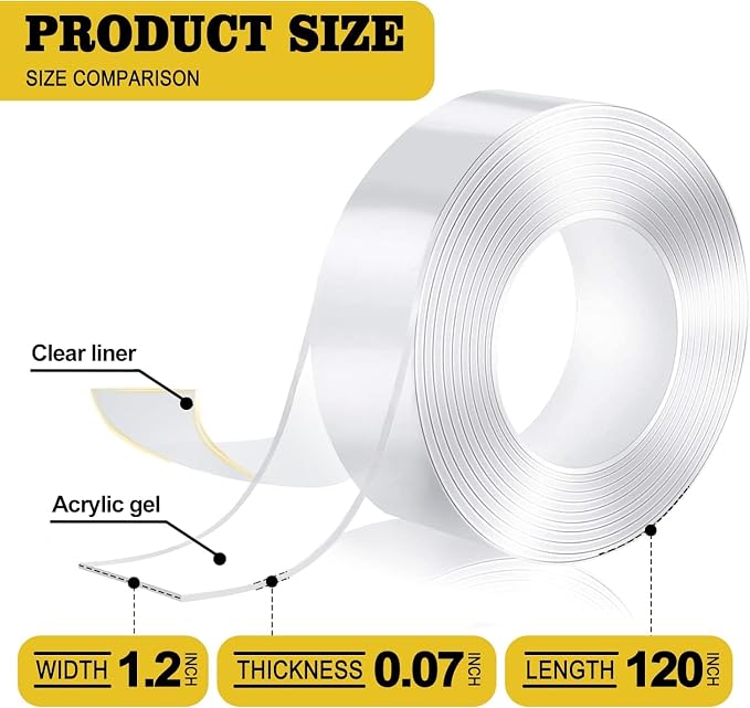 Kelasy Nano Double Sided Tape Heavy Duty, Extra Strong Sticky Double Sided