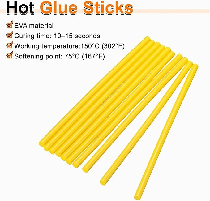 HARFINGTON 10pcs Hot Glue Sticks 0.28" Dia x 7.87" Long EVA Mini Hot Melt