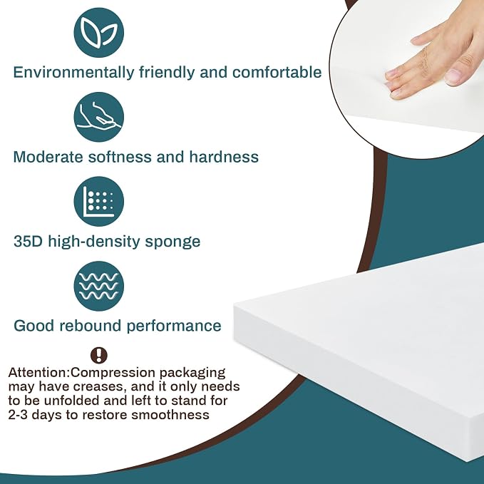 Frienda 1 Pack 3" x 22" x 22" Upholstery High Density Craft Foam Sheets