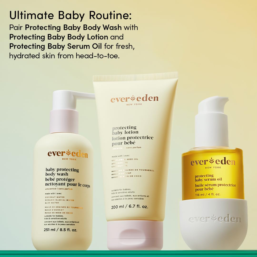 Evereden Protecting Baby Lotion for Newborn 6.7 oz. | Lightweight & Non-Greasy Toddler Lotion | Clean & Gentle Baby Care | Non-toxic & Fragrance Free | Made with clean ingredients