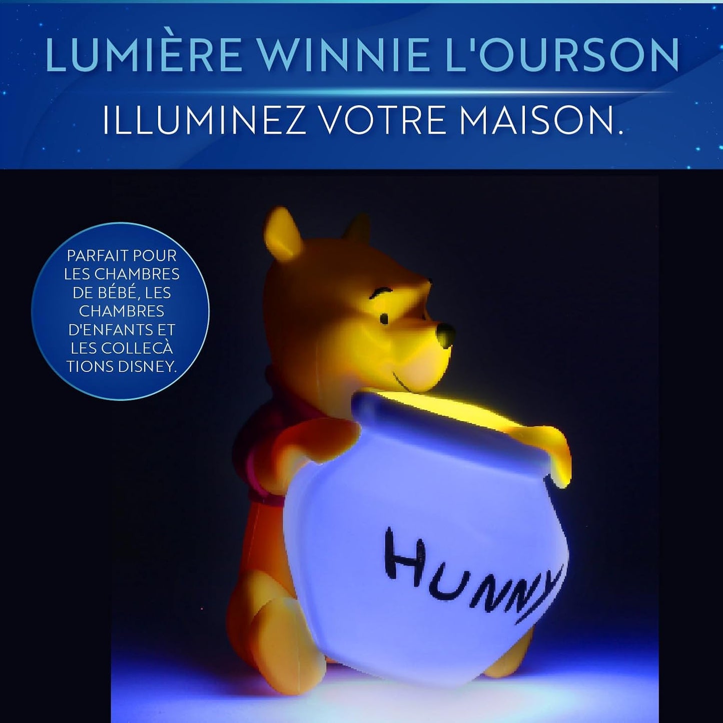 Paladone Winnie The Pooh Hunny Light - Officially Licensed Portable Night Light 16.5cm (6.4"), Disney Lamp for Nursery or Kids Bedroom