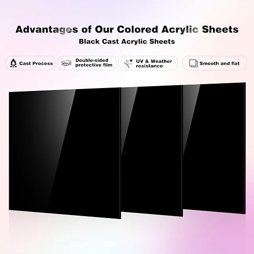 Adrattnay Black Acrylic Panels 1/8 Thick, Opaque Acrylic Panels
