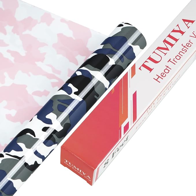 TUMIYA Camo Army Grey Heat Transfer HTV Vinyl Rolls, Stretchy PU HTV Vinyl
