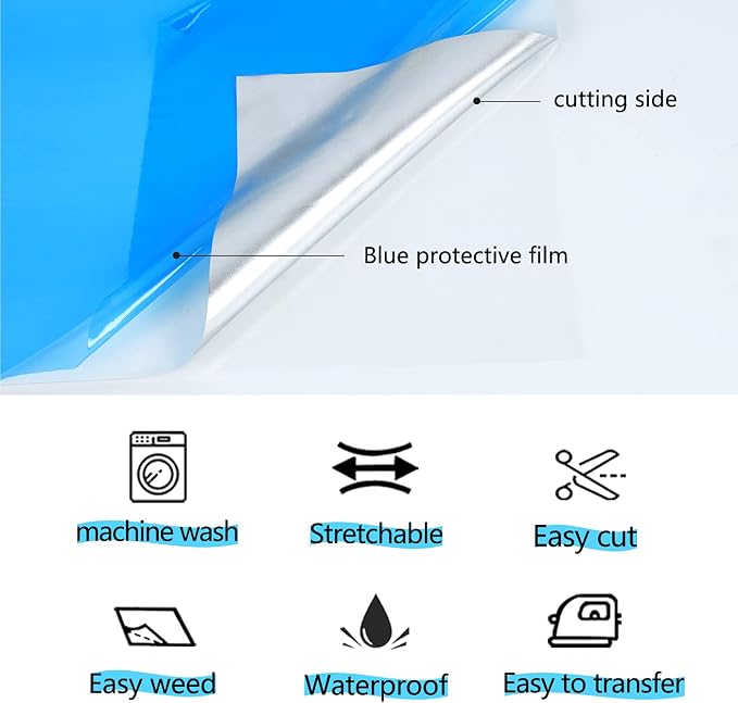 Guangyintong Shiny Silver HTV Roll, 12x12ft PU Stretchy Iron-on Vinyl