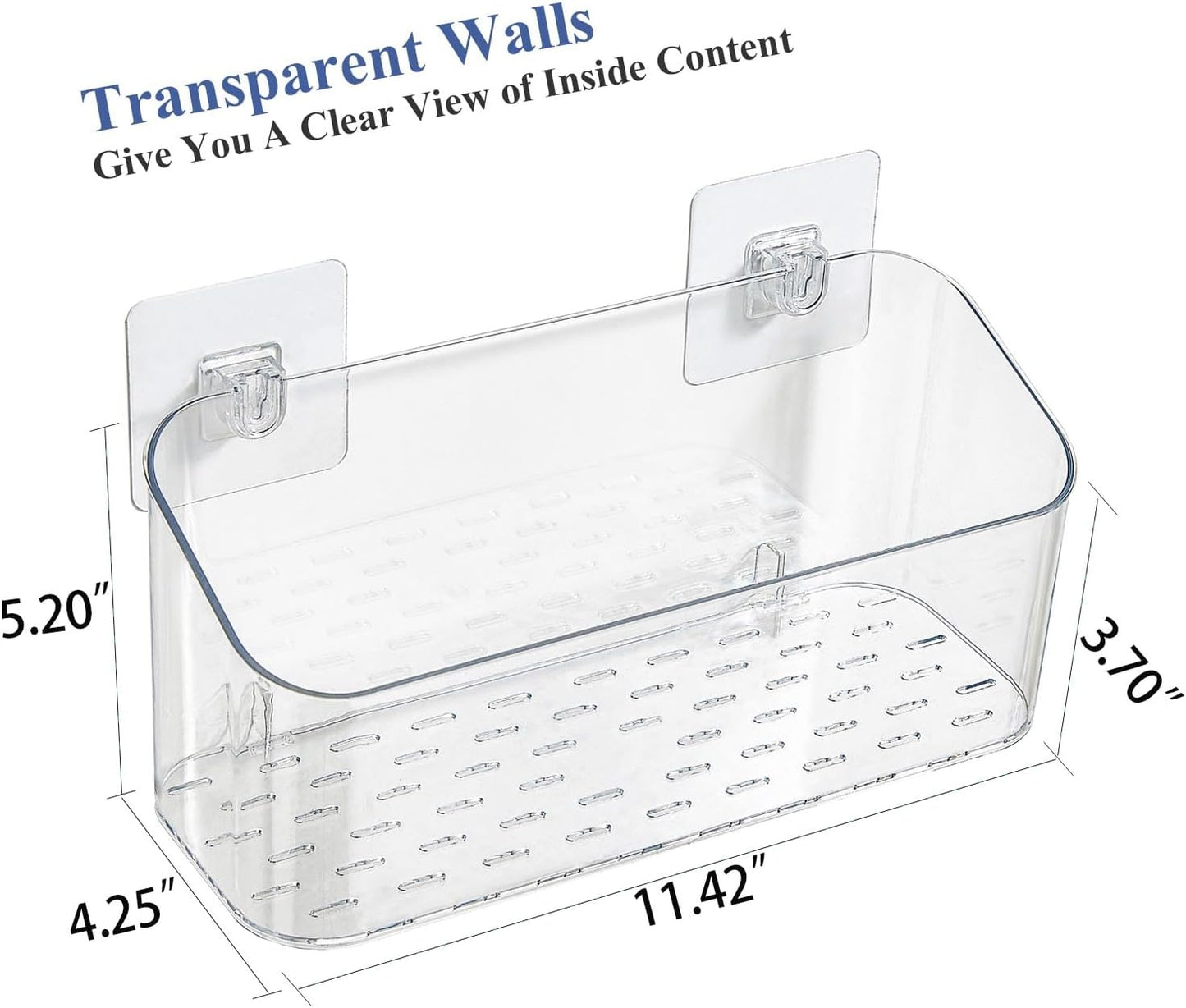 UNIKON Bath Toy Storage Holder Bathtub Toy Organizer, Large Capacity Shower Caddy for Bathroom, Clear, 2 Pack