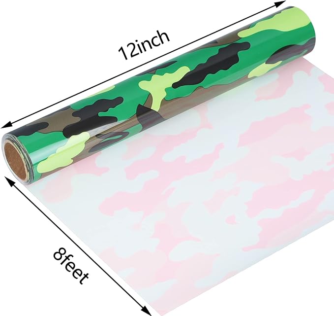 Guangyintong Camouflage Green Heat Transfer Vinyl HTV Rolls, Stretchy Thin Soft