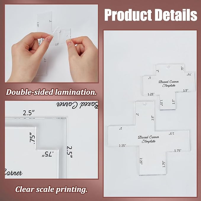INFUNLY 4 Pcs Box Corner Template