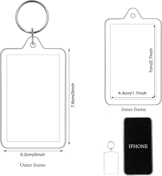 Yaomiao Acrylic Photo Frame Keychain Holder Photo Picture Insert Blank Keyring