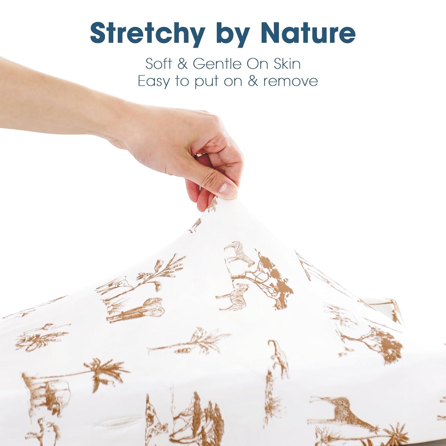 GRSSDER Stretch Ultra Soft Jersey Knit Changing Pad Cover Set 2 Pack, Change Table Pad Covers Fit 32"/34" x 16" Pads Safe and Snug, Stylish Elk Animals Pattern