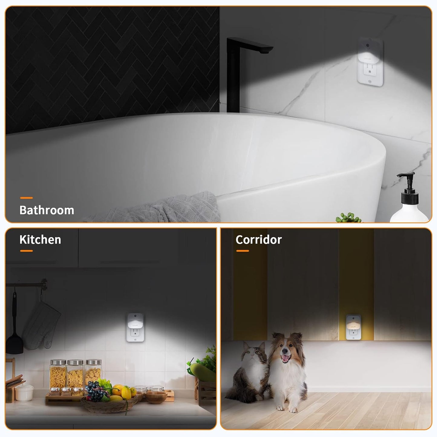 LED Night Lights Plug into Wall with Dusk-to-Dawn Sensor, Automatically Turn on and Off,Night Light for Kids,Bedroom,Bathroom,Stairs, White, 6 Packs
