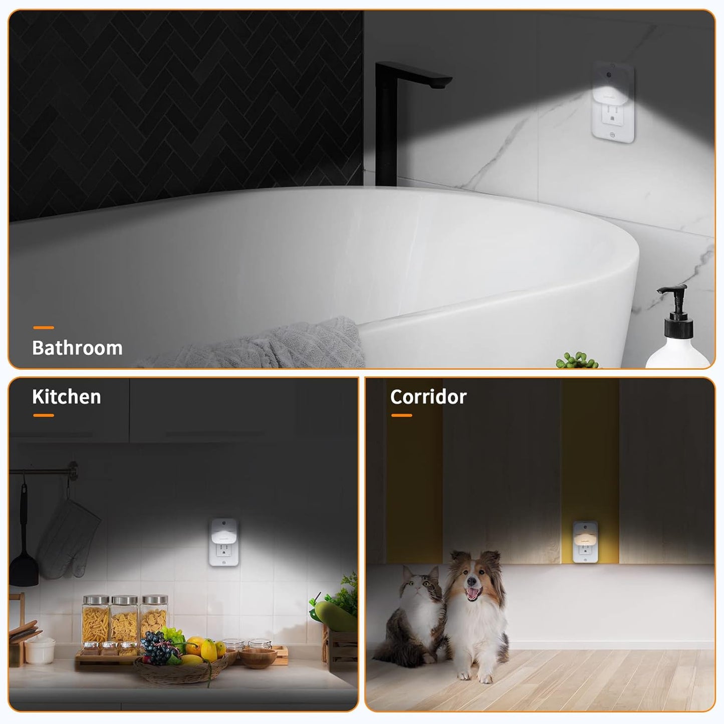 LED Night Light Plug into Wall with Smart Dusk to Dawn Sensor, Automatically Turn on and Off,Night Light for Kids,Bedroom,Bathroom,Stairs,Warm White, 4 Packs