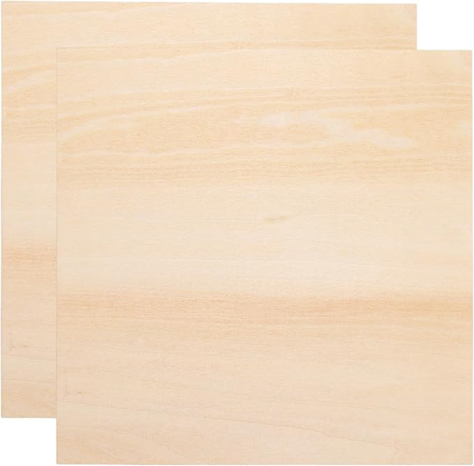 HARFINGTON 2pcs 3mm Basswood Plywood Sheets 10" x 10" x 1/8" Thin Unfinished