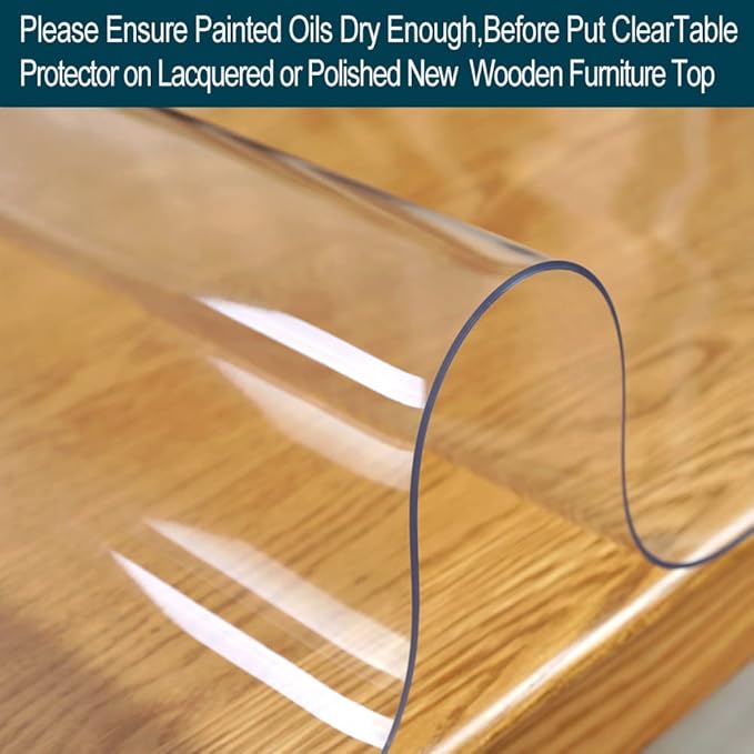 Square 20x20 Inch Upgraded Clear Table Cover Protector 1.5mm Thick Plastic