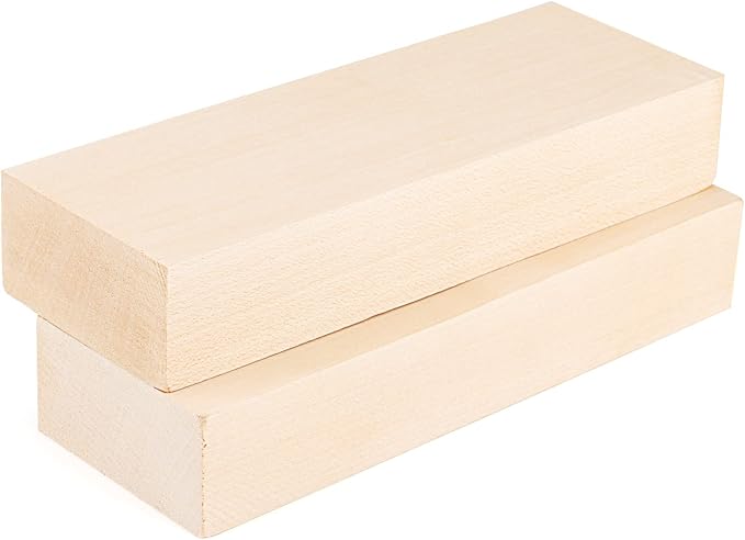 SOUJAP 2 Pack 10 x 3.5 x 1.7 Inch Basswood Carving Blocks, Unfinished Wood