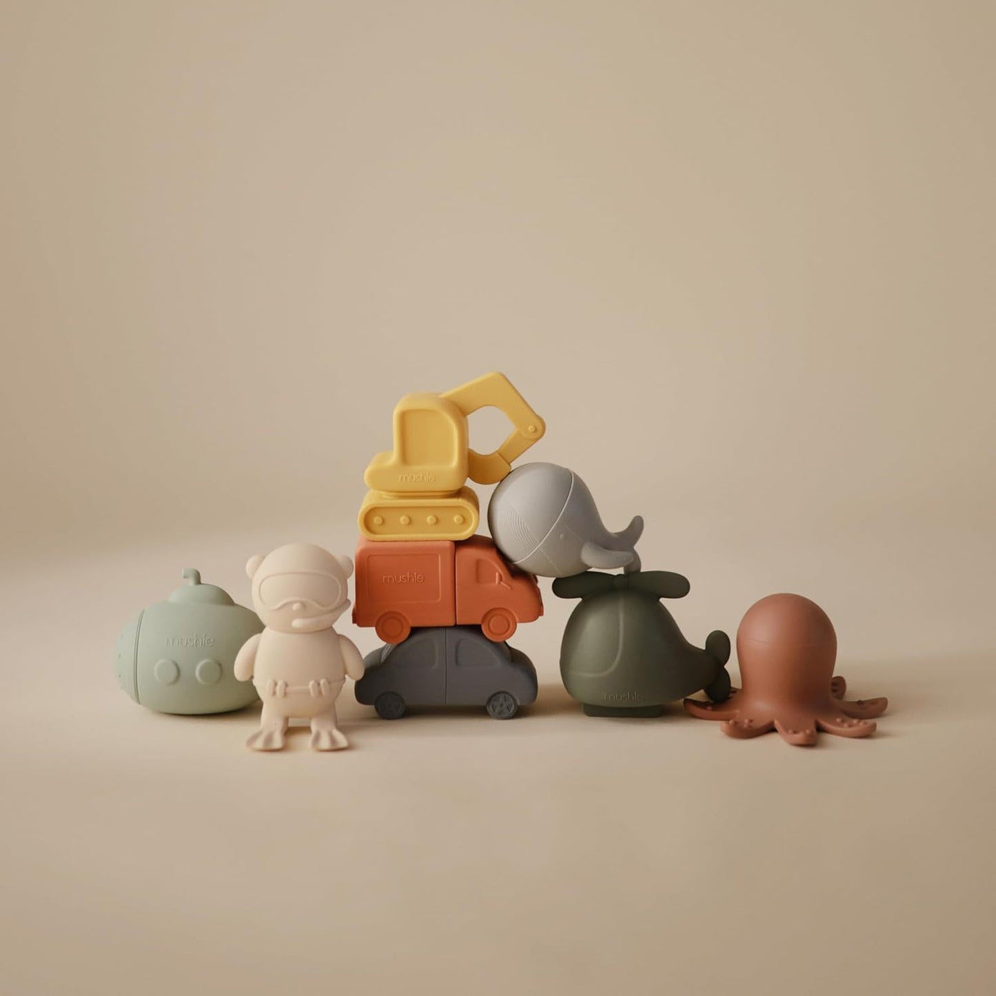 mushie Sealife Bath Toys Play Set for Toddlers | 100% Food Grade Silicone | Mold Free, Pack of 4