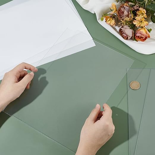 BENECREAT 6 Sheets PETG Clear Plastic Sheet, 12x8 Inch Waterproof PVC Clear