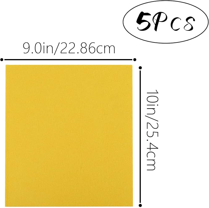 Savita 5Pcs 10x9 Inch 3mm Thick Felt Sheets, Stiff Felt Hard Craft Fabric
