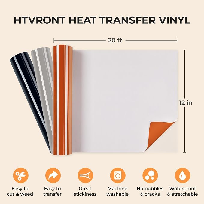 HTVRONT Heat Transfer Vinyl Dark Blue HTV Rolls, Heat Transfer Vinyl