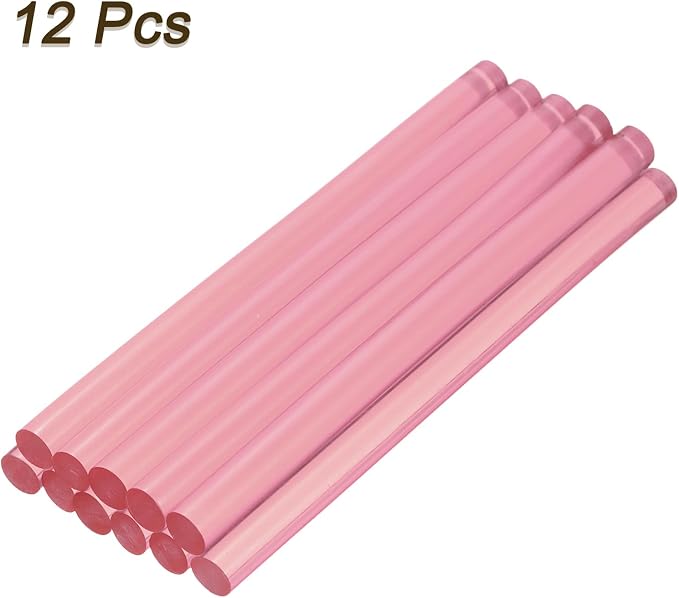uxcell Mini Hot Glue Sticks for Glue Gun 7mm x 100mm Transparent Pink 12pcs