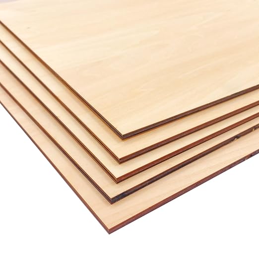 5 Pack Unfinished Basswood Sheet 12x16x3/16 Inch Thick Plywood Board Wooden