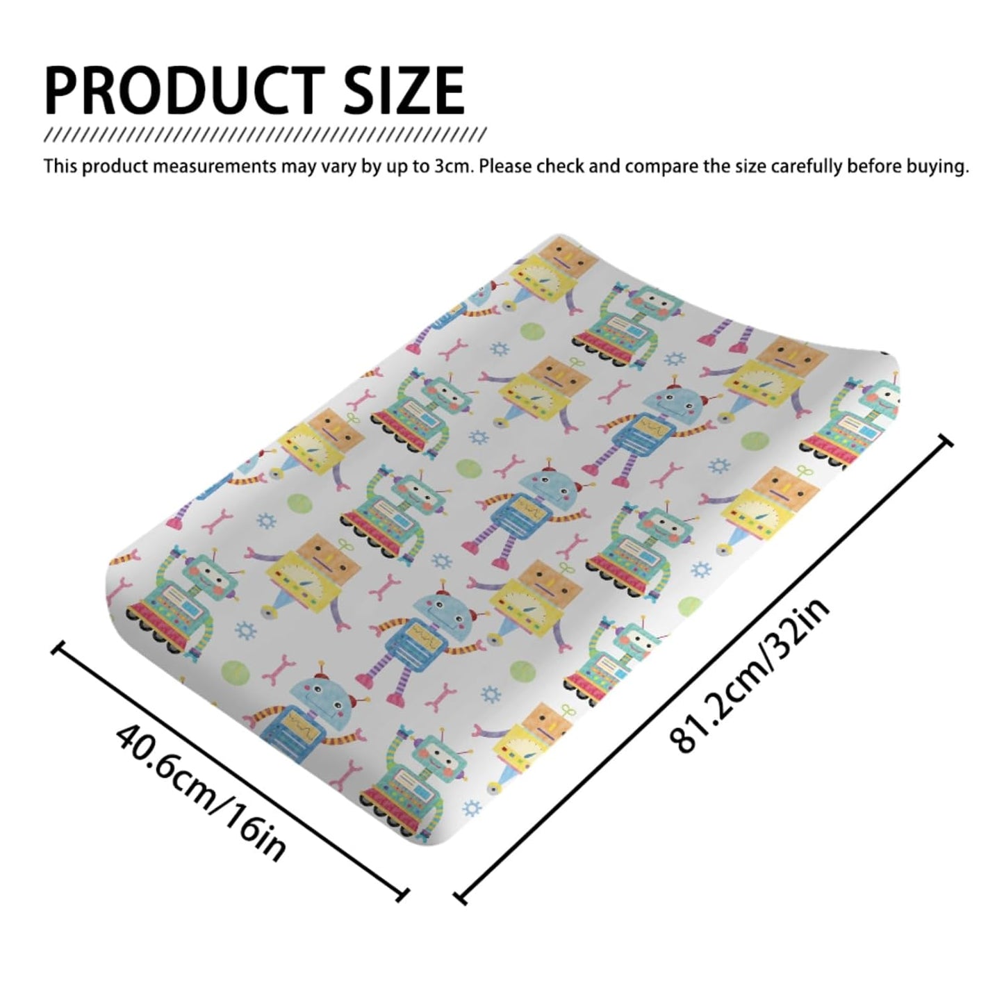 Cartoon Robots Changing Pad Covers Cute Robots Baby Diaper Changing Table Cover for Boys Girls Robots Nursery Decor Ultra Soft Breathable Stretch Changing Table Sheets Mats 32''x16''