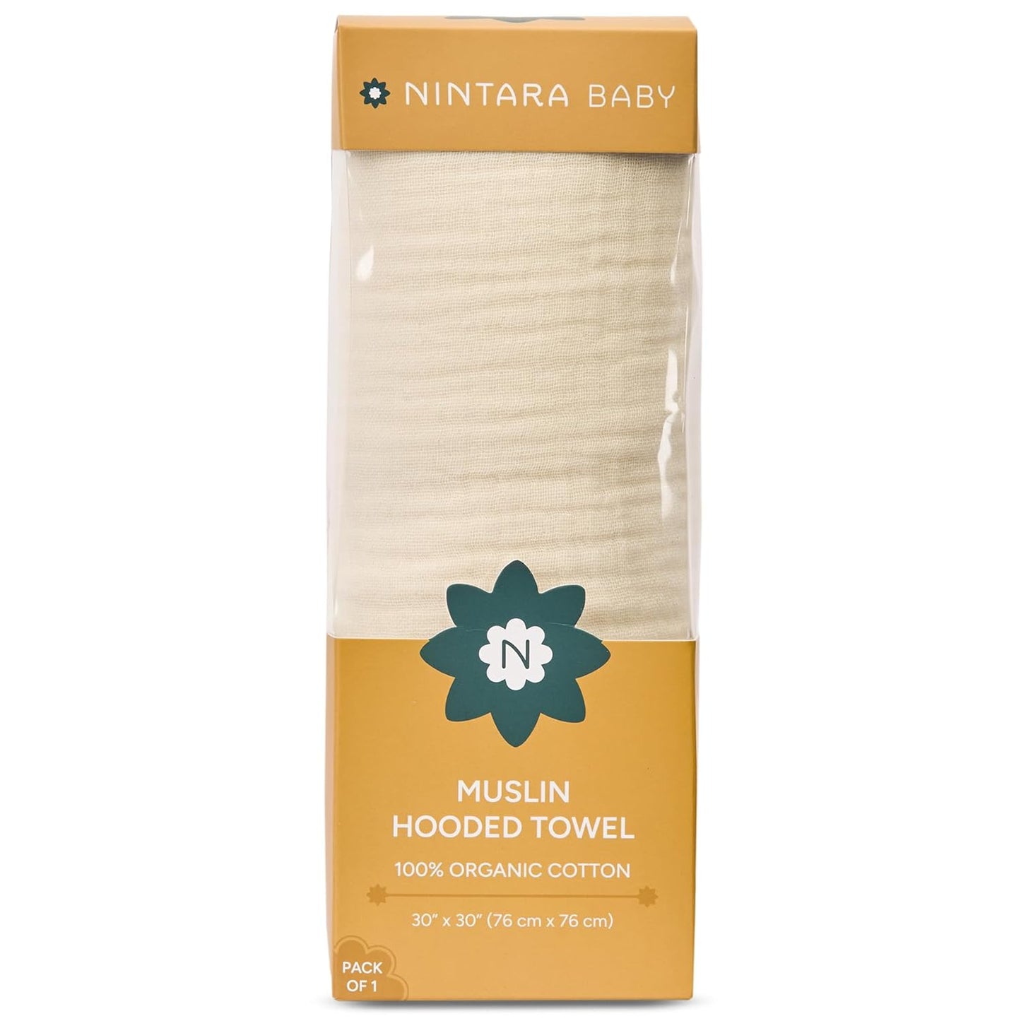 Hooded Towel - 100% Organic Premium Muslin Cotton, 30" x 30", Ultra-Absorbent, Soft, Breathable, Hypoallergenic, Multipurpose, Gifts for Babies & Infants