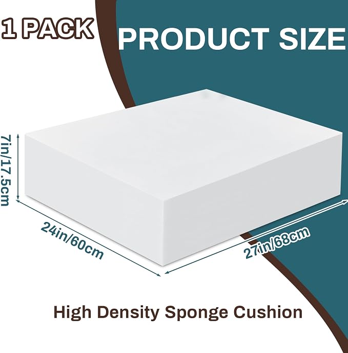Frienda 1 Pack 7" x 24" x 27" Upholstery High Density Craft Foam Sheets