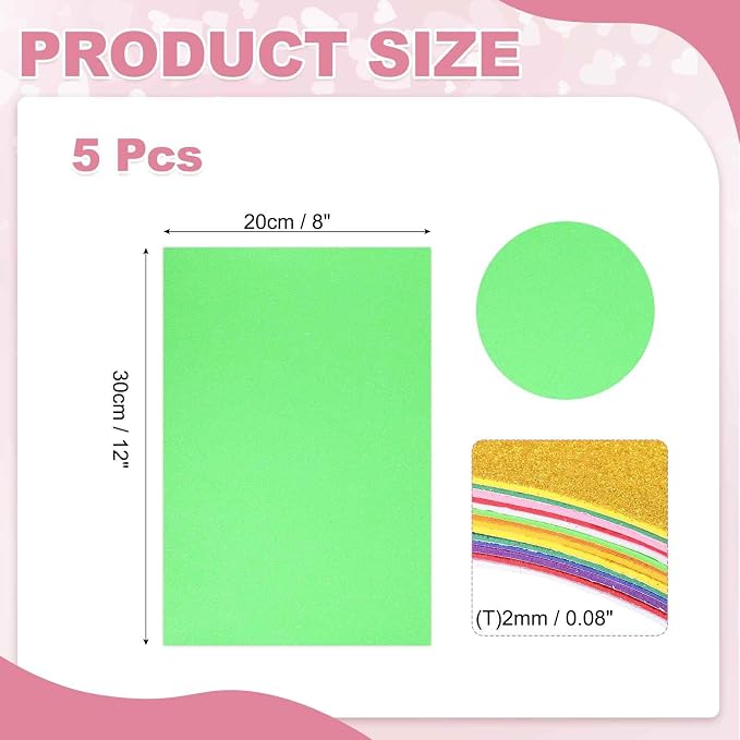 MECCANIXITY 5 Sheets Light Green Shiny Foam Sheets