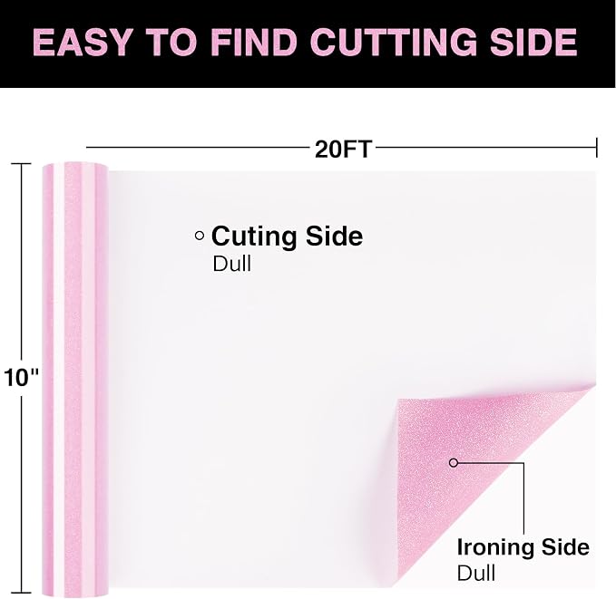 Pink Glitter HTV Heat Transfer Vinyl Roll 12inch x 20 ft