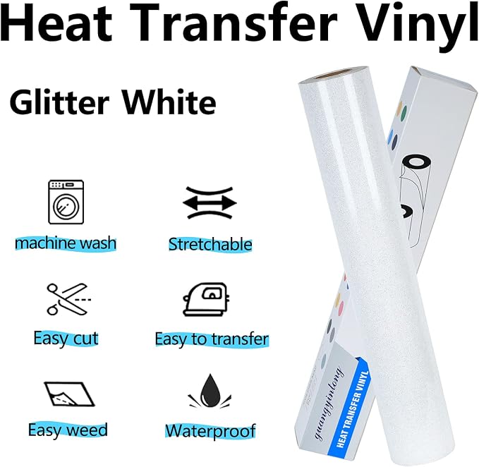 guangyintong Glitter White Heat Transfer Vinyl HTV Rolls