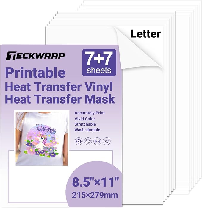 TECKWRAP Printable Heat Transfer Vinyl & Mask Sheets