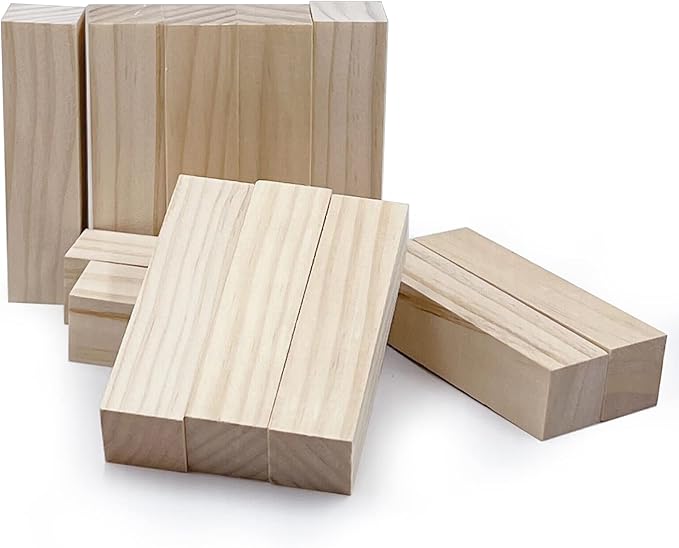 4 Inch Craft Style Basswood Carving Blocks, Unfinished Wood