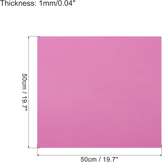 MECCANIXITY EVA Foam Sheets Rose Red 19.7 Inch x 19.7 Inch 1mm Thick Crafts