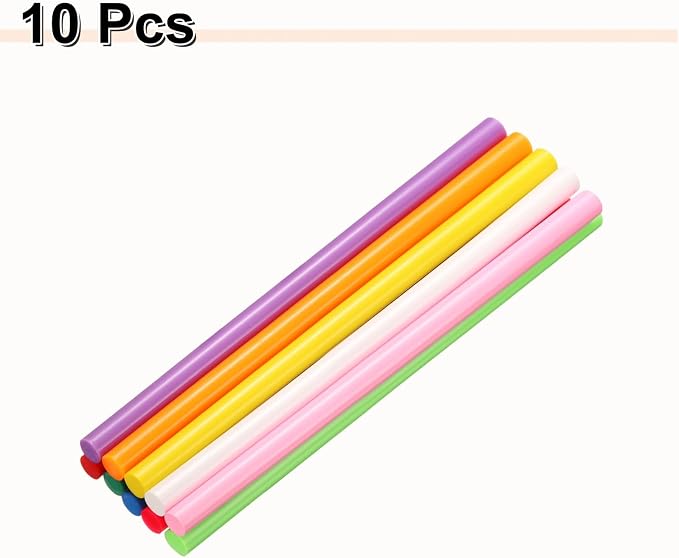 HARFINGTON 10pcs Hot Glue Sticks 0.43" Dia x 9.84" Long EVA Mini Hot Melt