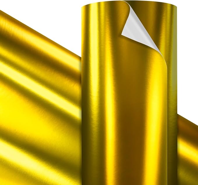 VViViD Premium Satin Chrome Gold Craft Vinyl Roll 1ft x 5ft – Bubble-Free Air