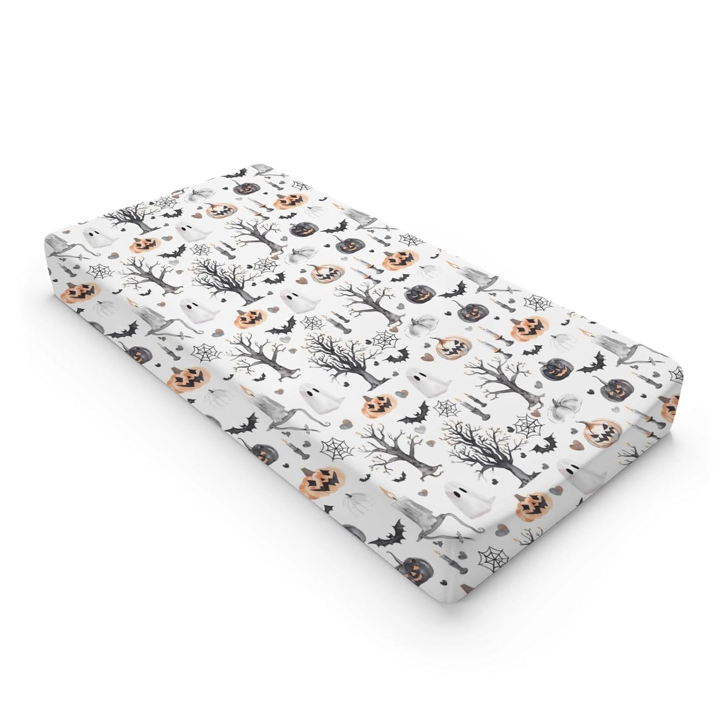 Halloween Pumpkin Bats Spiders Trees Hearts Pattern Baby Changing Pad Cover, Unisex Fall Winter Holiday Nursery Diaper Changing Table Pad Mat Sheet for Boys Girls-16x32