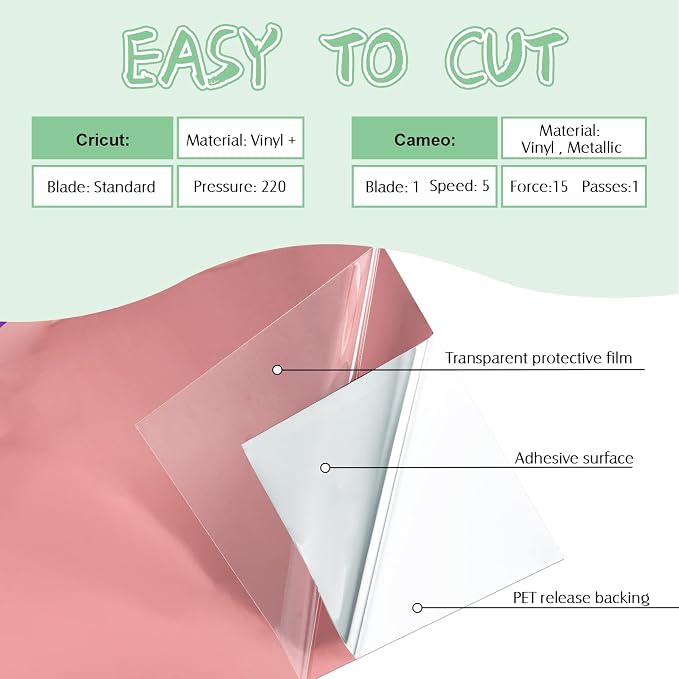 Vinyl Frog Chrome Mirror Rose Gold Craft Vinyl – Glossy Adhesive Permanent