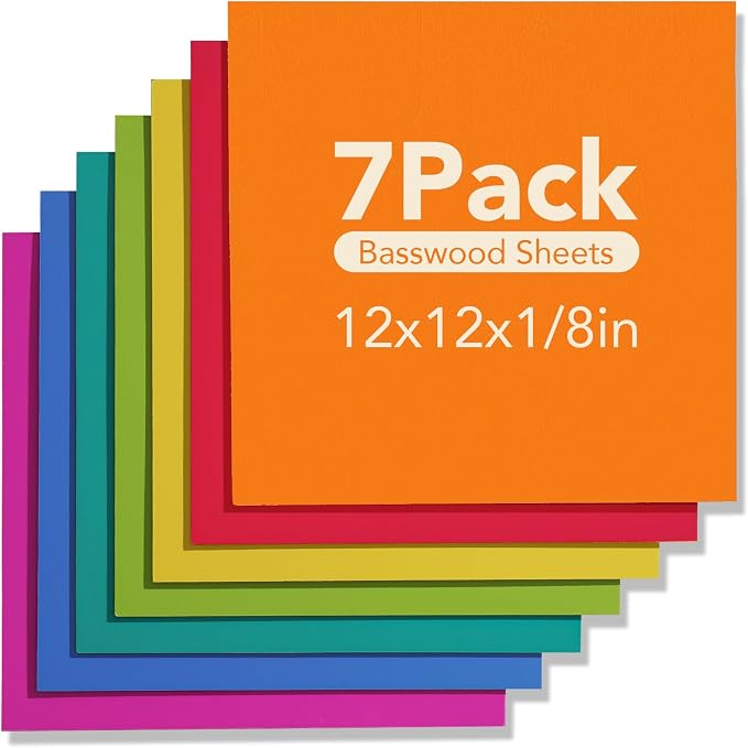 ROBOTIME 7-Pack Double-Sided Colored 1/8" Plywood Sheets